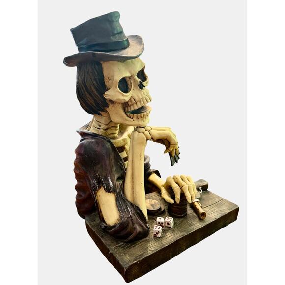 RARE FIND '97 Skulpture by David Wang Skeleton Gambler Gun Dice Zombie Halloween - Picture 8 of 13